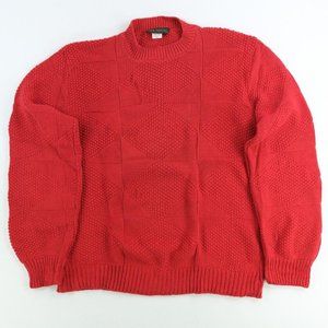 Neil Martin Vintage Knit Cotton Sweater Sz. XL Red Knit Design Diamond USA Made